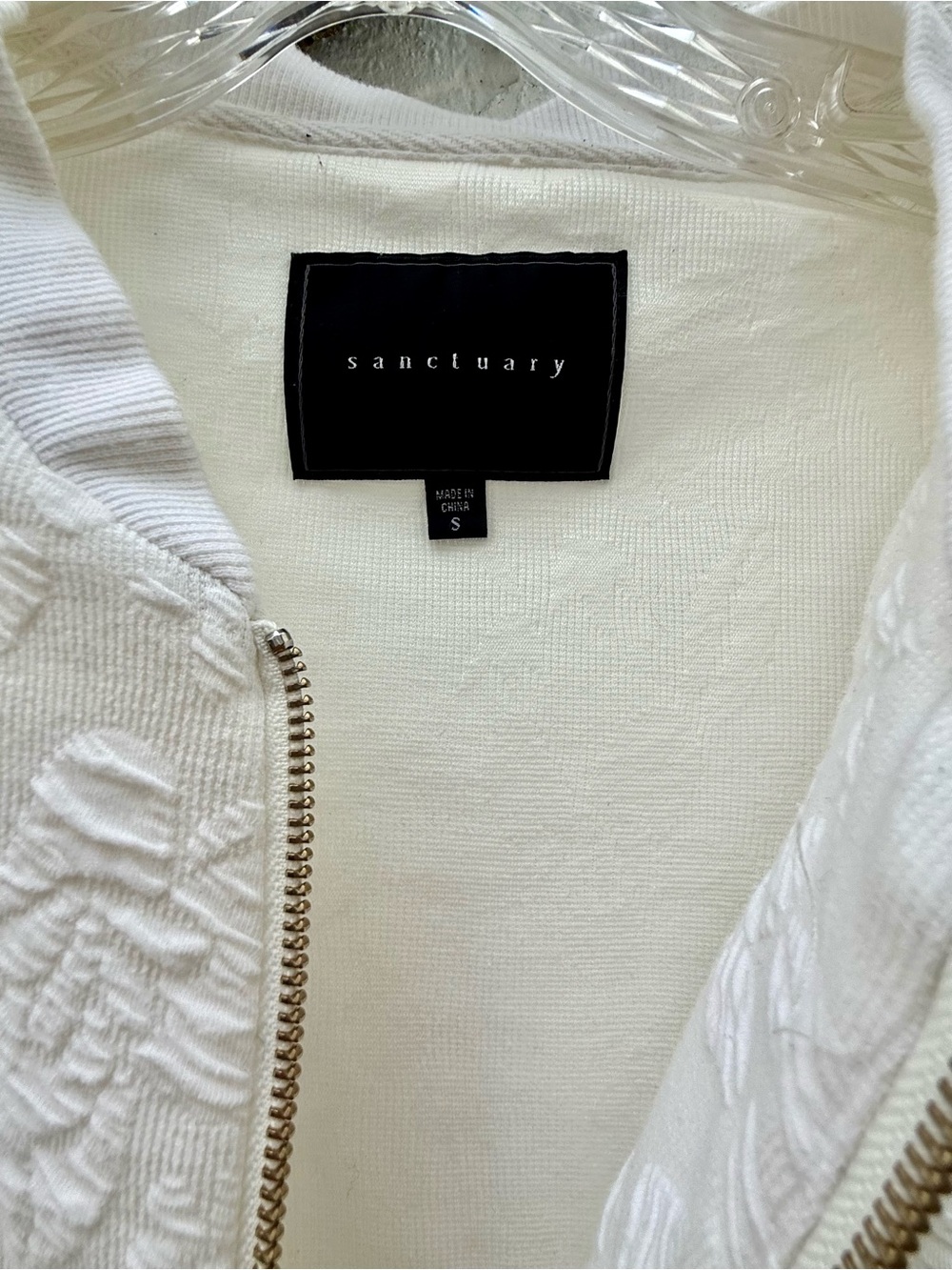 Sanctuary white multi-textured minimalist bomber jacket. Small - Picture 6 of 12